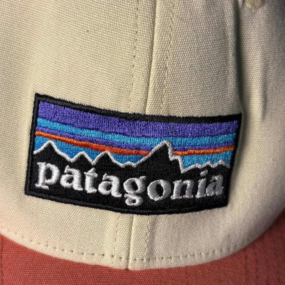 Patagonia P-6 Logo Trucker Hat Cream Orange Mint Green Snapback Mesh Cap